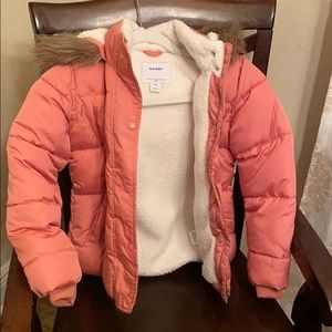 Old Navy pink Sherpa Puffer
